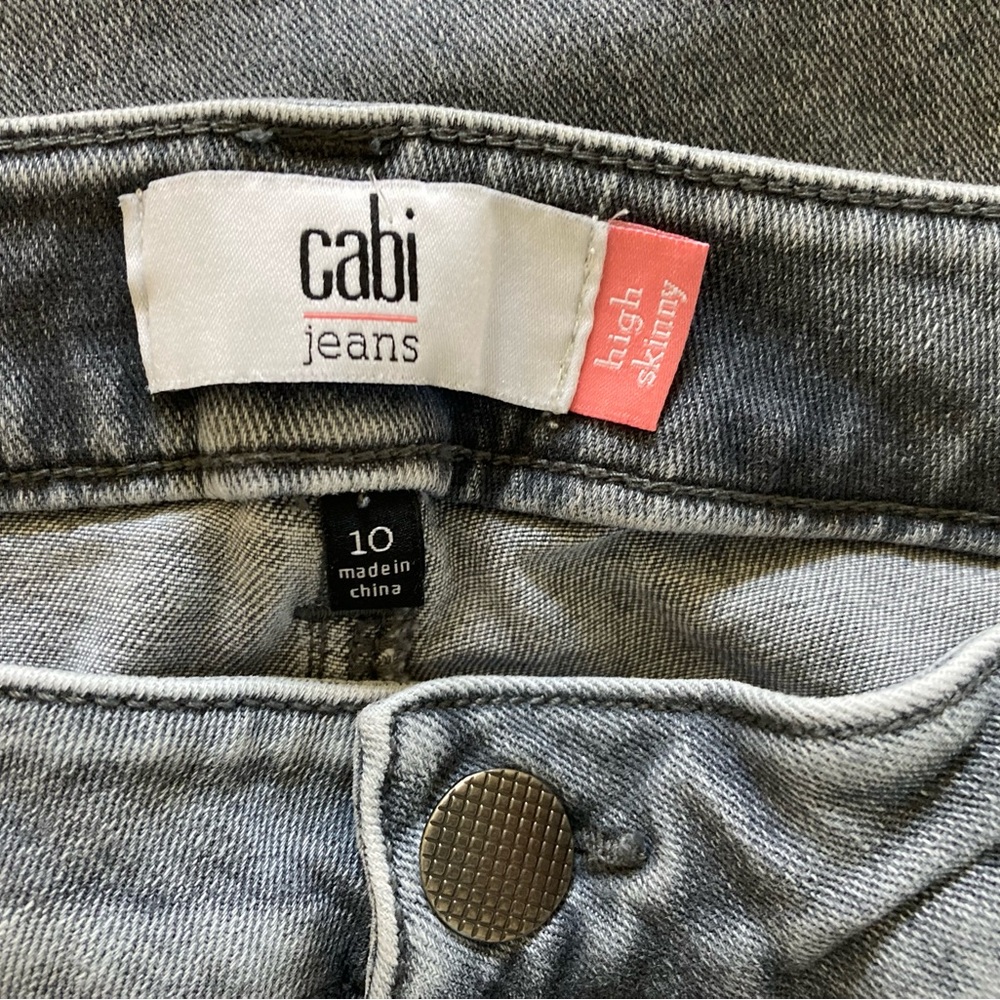 Cabi vintage gray high skinny stretch jeans, size 10, belt loop, 5 pockets - Picture 3 of 11